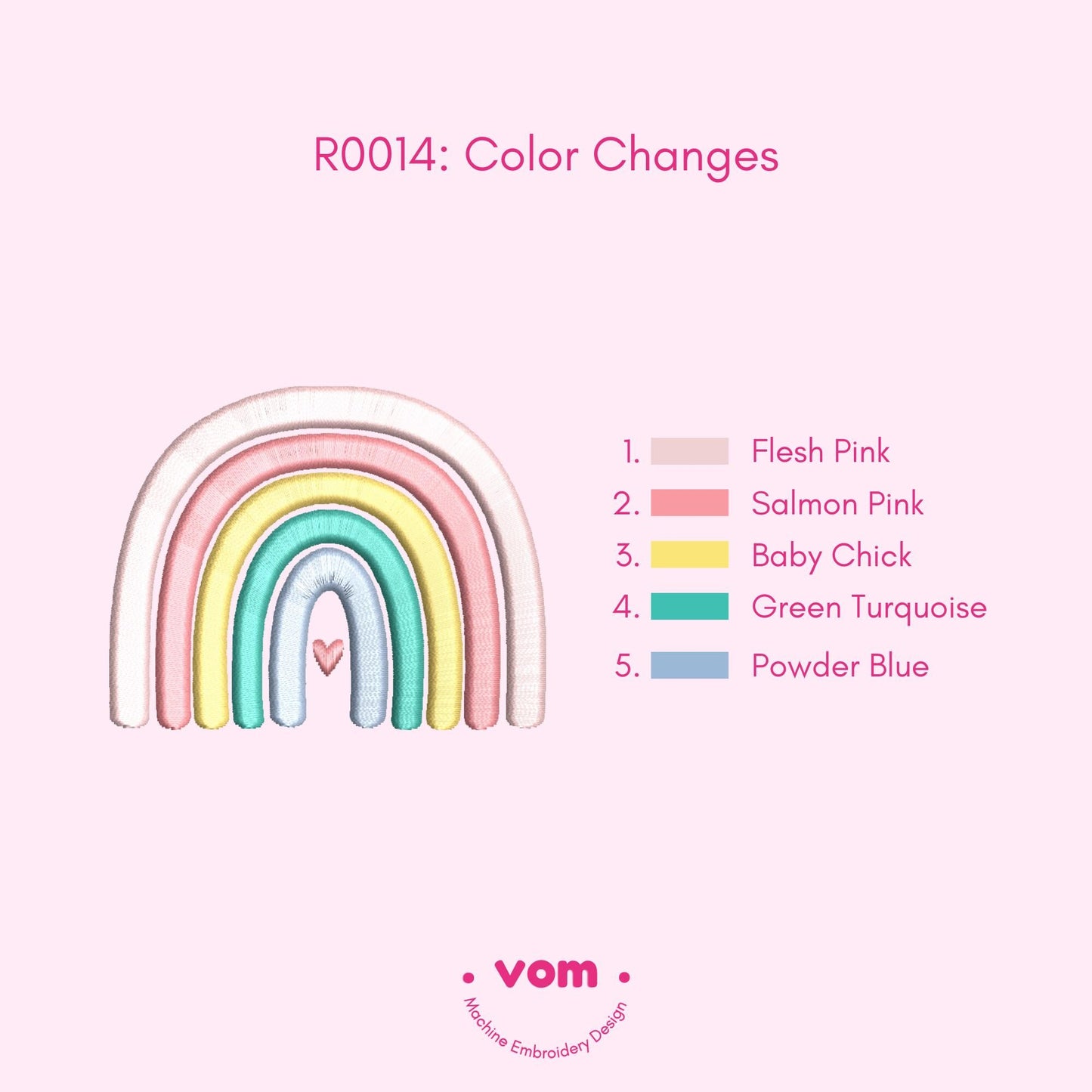 Pastel Rainbow Embroidery Design - Cute Boho Arch with Heart Pattern - Digital File for Machine Embroidery - 9 Sizes