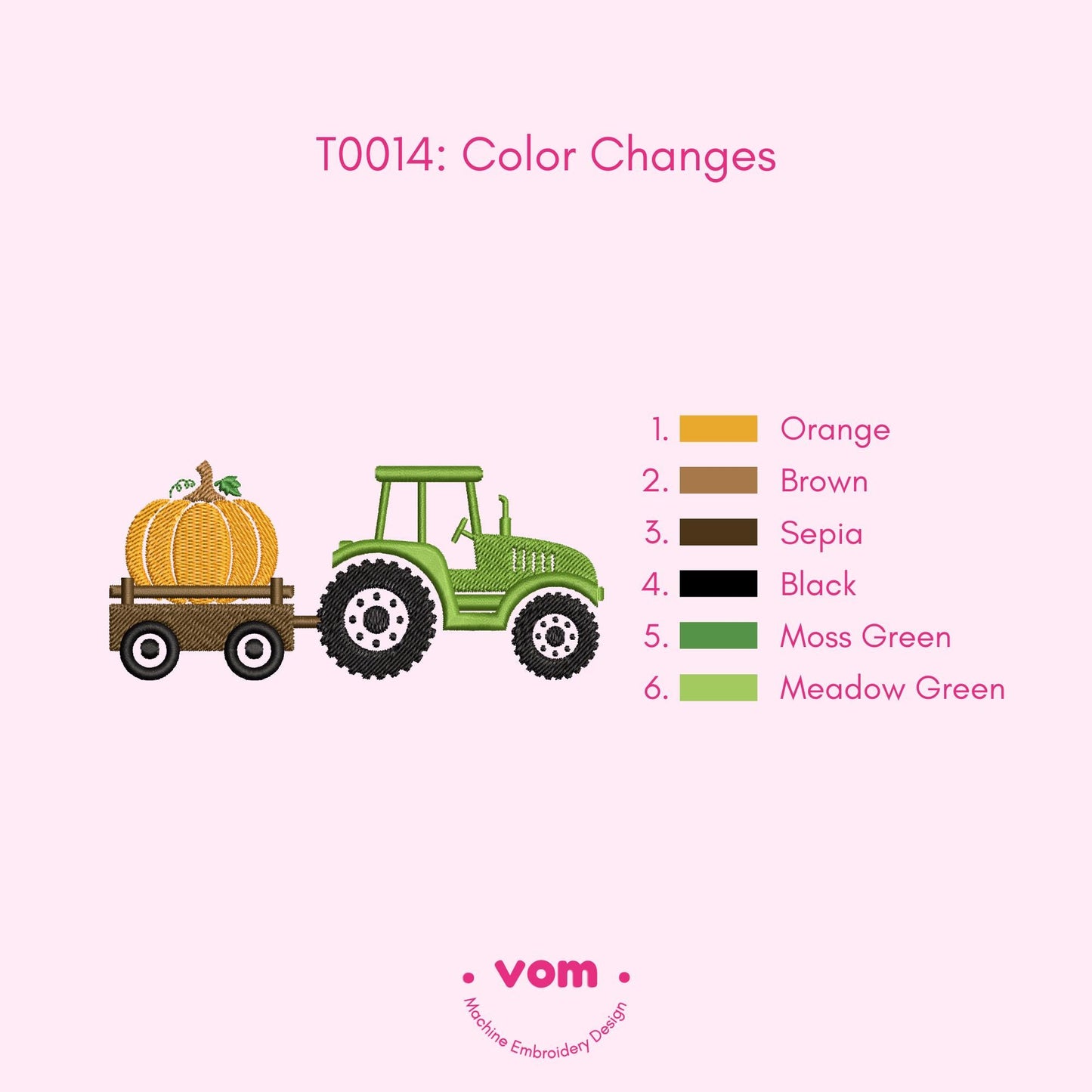 Tractor with Pumpkins Embroidery Design - Fall Harvest Truck Embroidery File - Autumn Farmhouse Pattern - 7 Sizes!