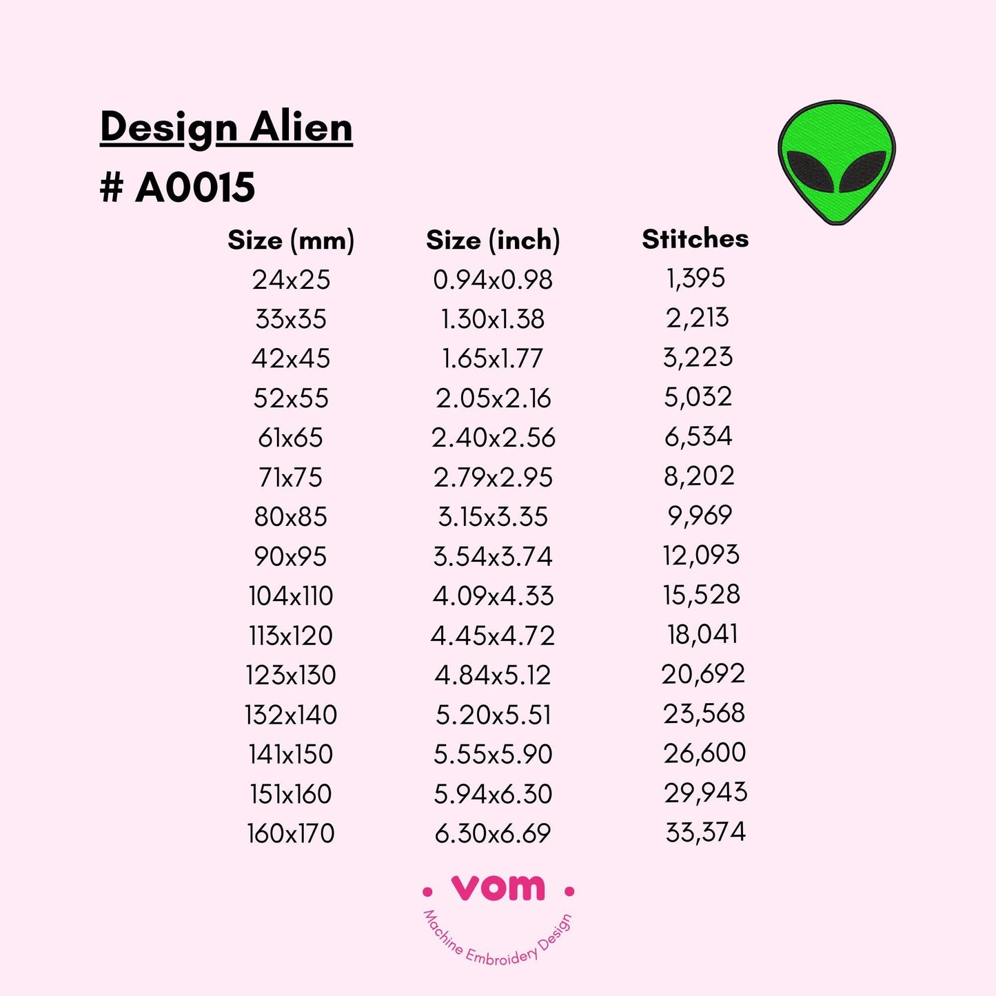 Alien - Machine Embroidery Design - in 15 sizes!