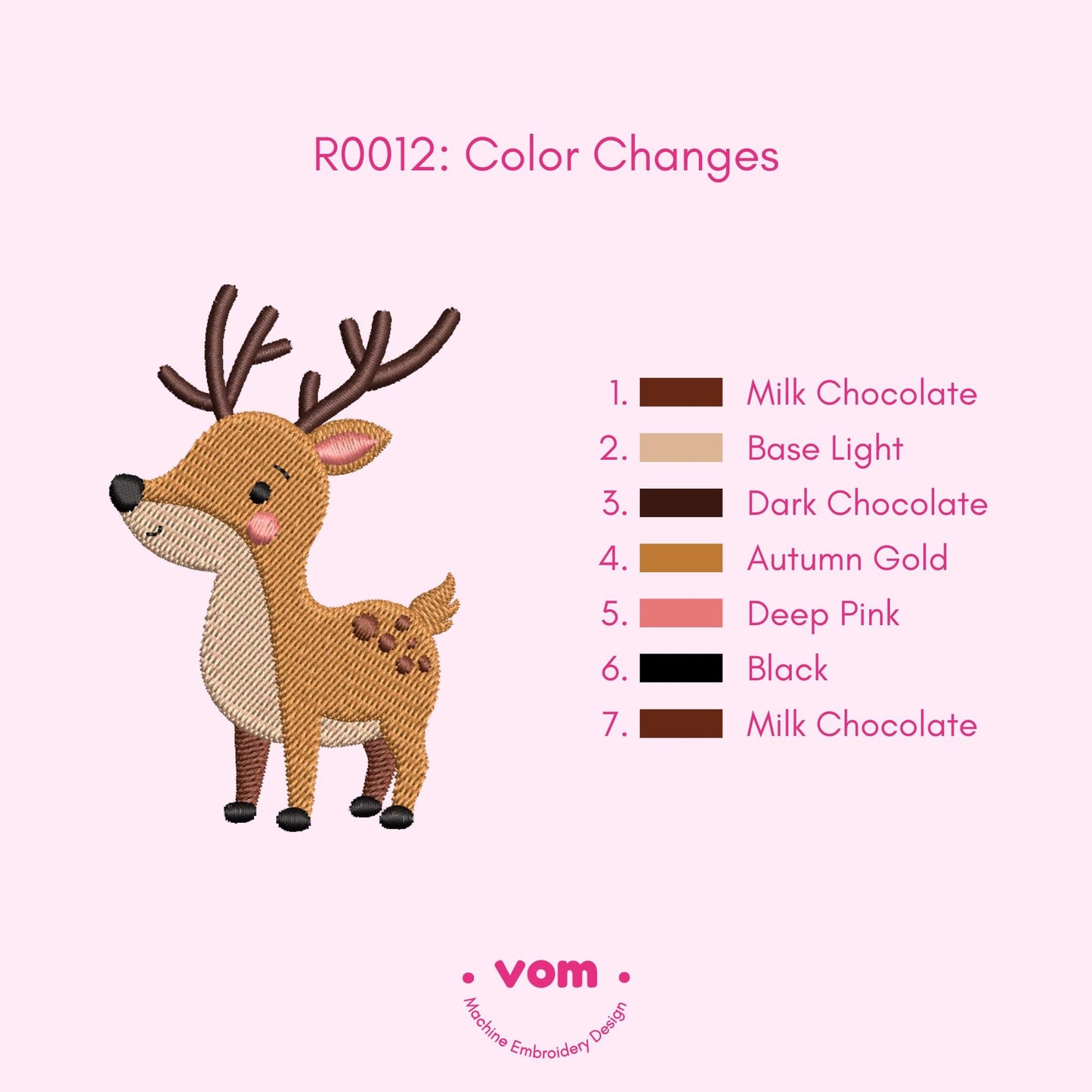 Adorable Reindeer Embroidery Design - Cute Christmas Deer Pattern for Baby and Kids Projects - 9 Sizes