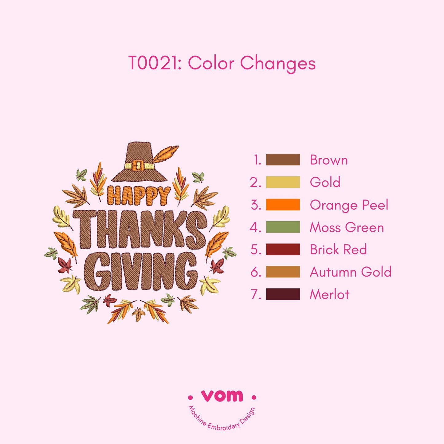 Happy Thanksgiving Embroidery Design - 5 Sizes