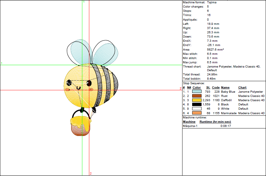 Honey Pot Bee Embroidery Design – Rippled Stitch in 5 Sizes