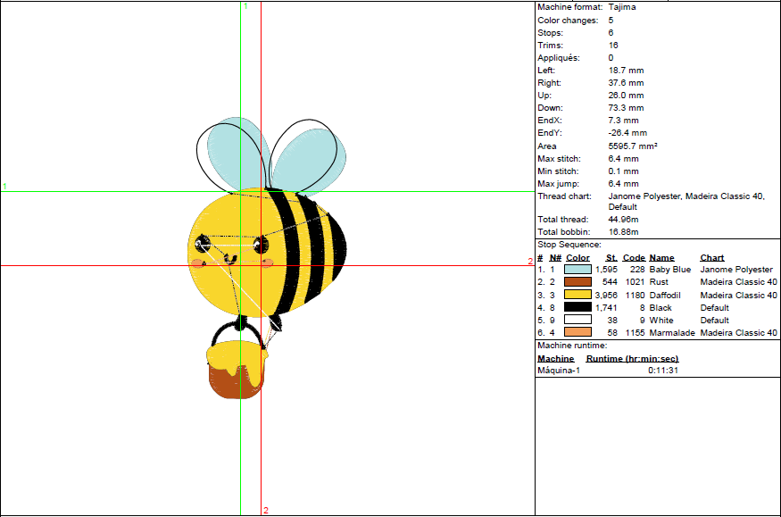 Honey Pot Bee Embroidery Design – Fill Stitch in 5 Sizes
