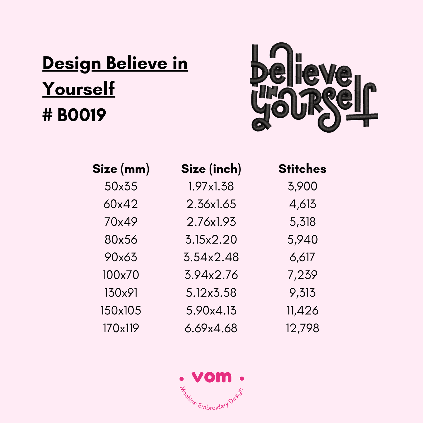 Believe in Yourself - Stitched Quotes - Machine Embroidery Design - 9 Sizes
