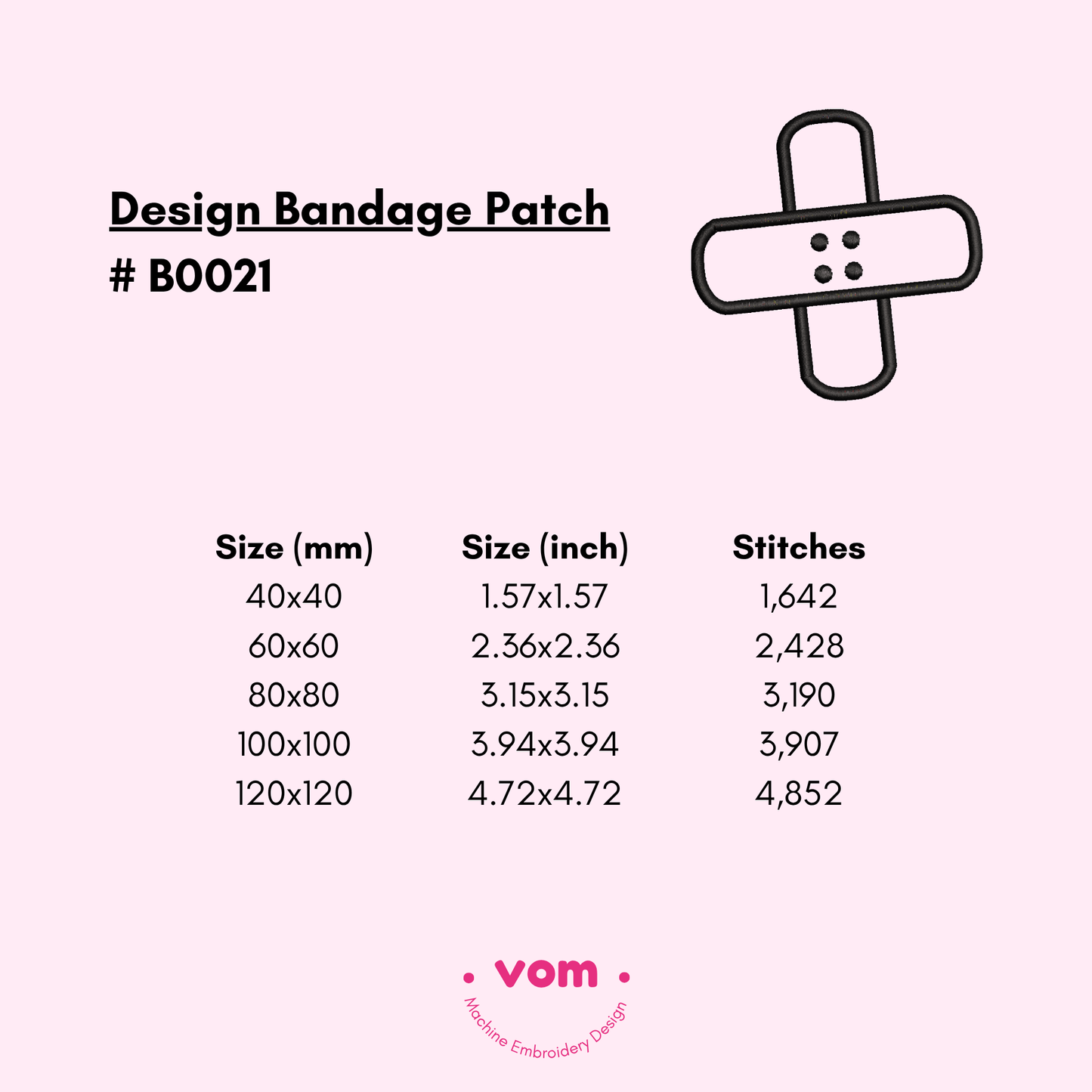 Bandage Patch - Simple Embroidery Design - 5 Sizes