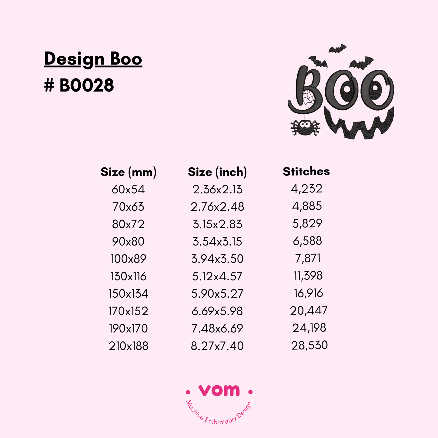 BOO! Halloween Text Embroidery - Fun & Spooky Letters - 10 Sizes!