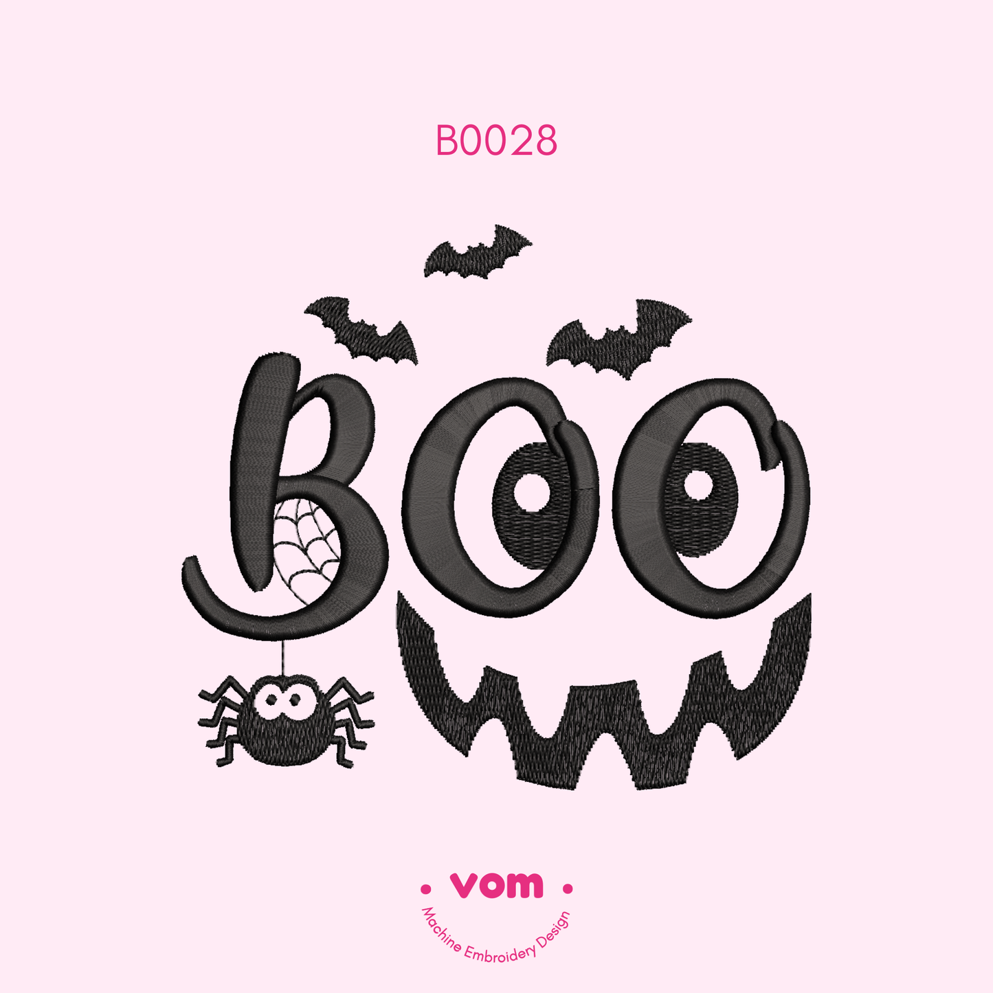 OO Fun Spooky Letters - Cute Spider, Bats & Scary Smile - Halloween Machine Embroidery Design