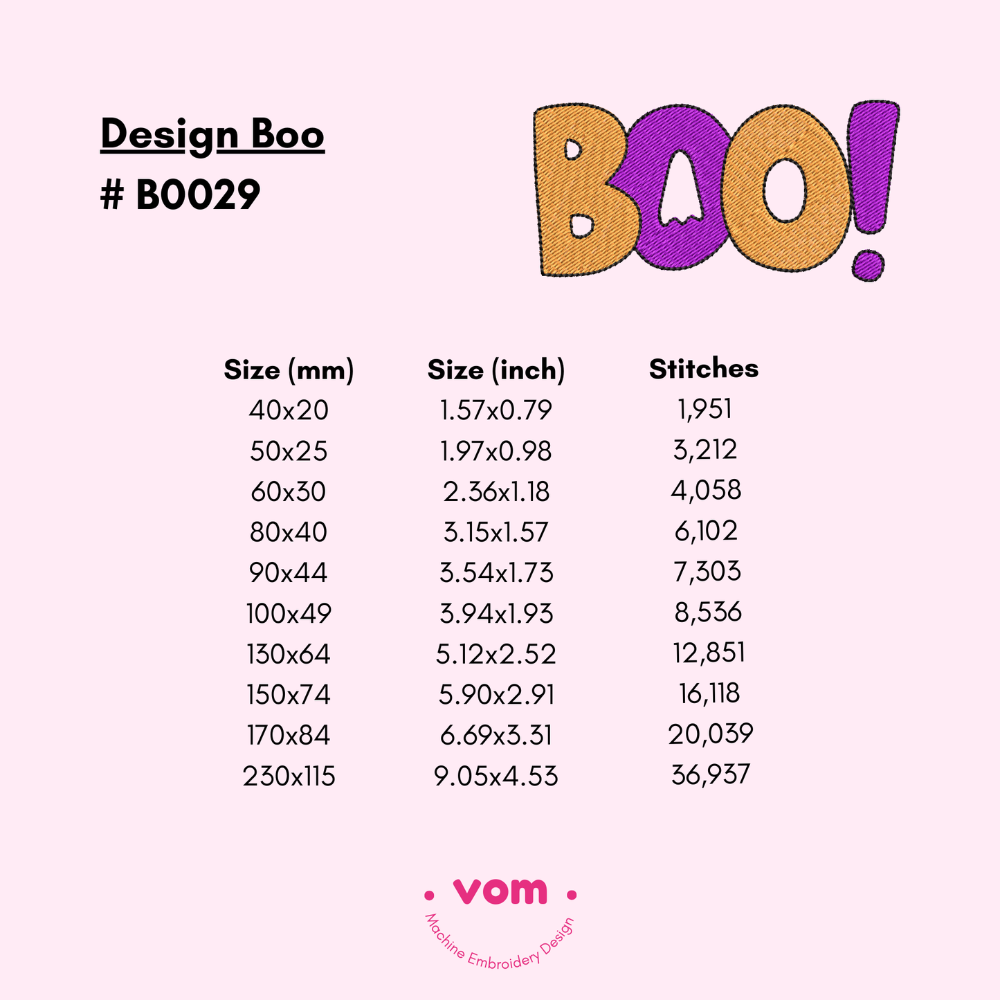 BOO! Halloween Text Embroidery - Fun & Spooky Letters - Machine Embroidery Design