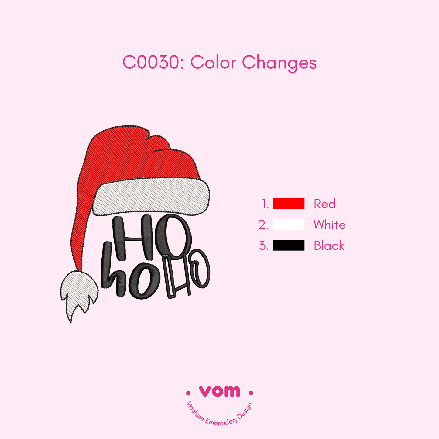 Ho Ho Ho Hat Embroidery Design - Christmas Hat - Cute and Festive Christmas Pattern for Machine Embriodery - Digital File - 7 Sizes