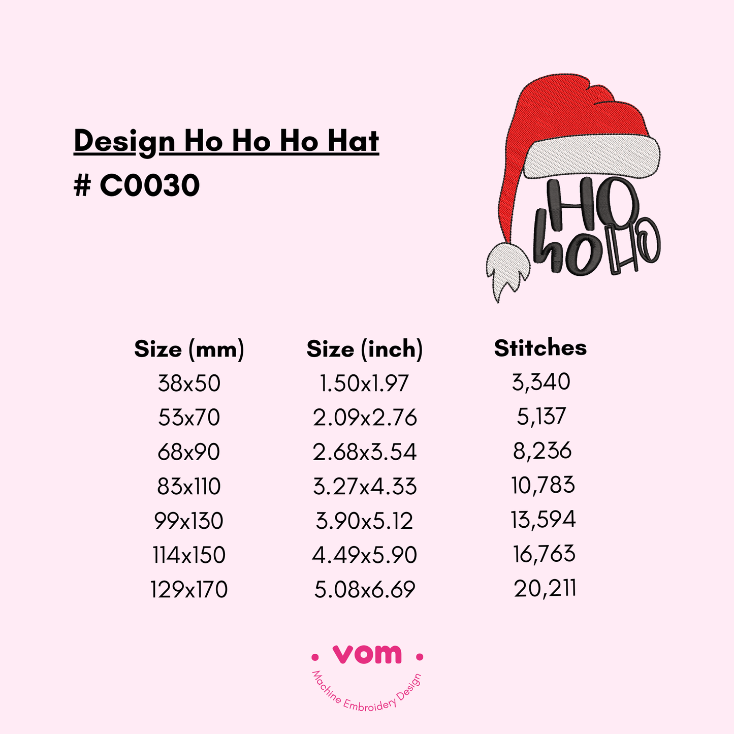 Ho Ho Ho Hat Embroidery Design
