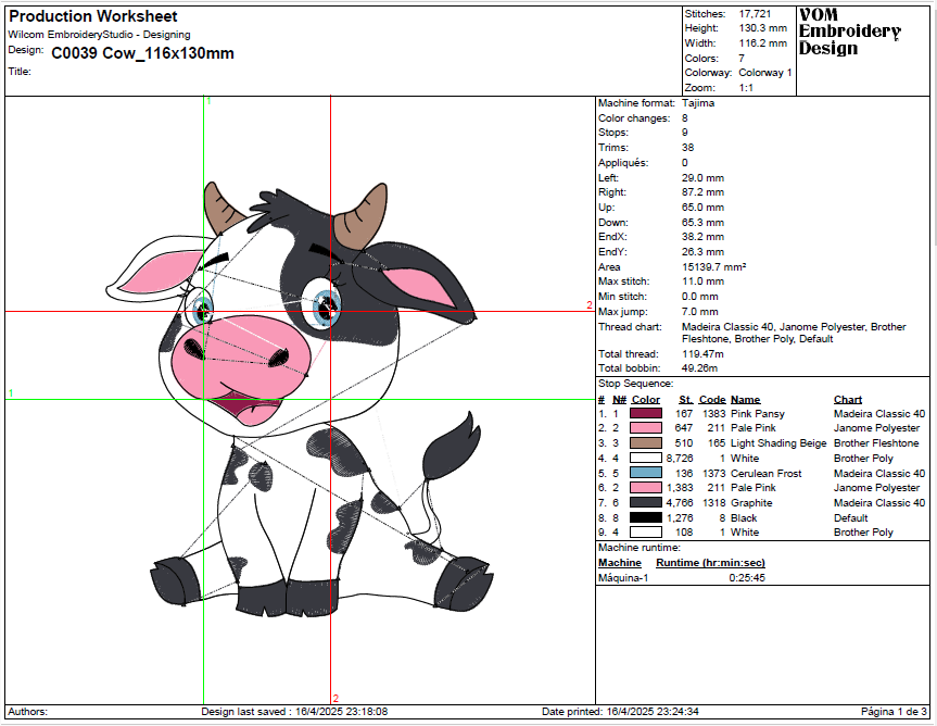 Cute Cow Embroidery