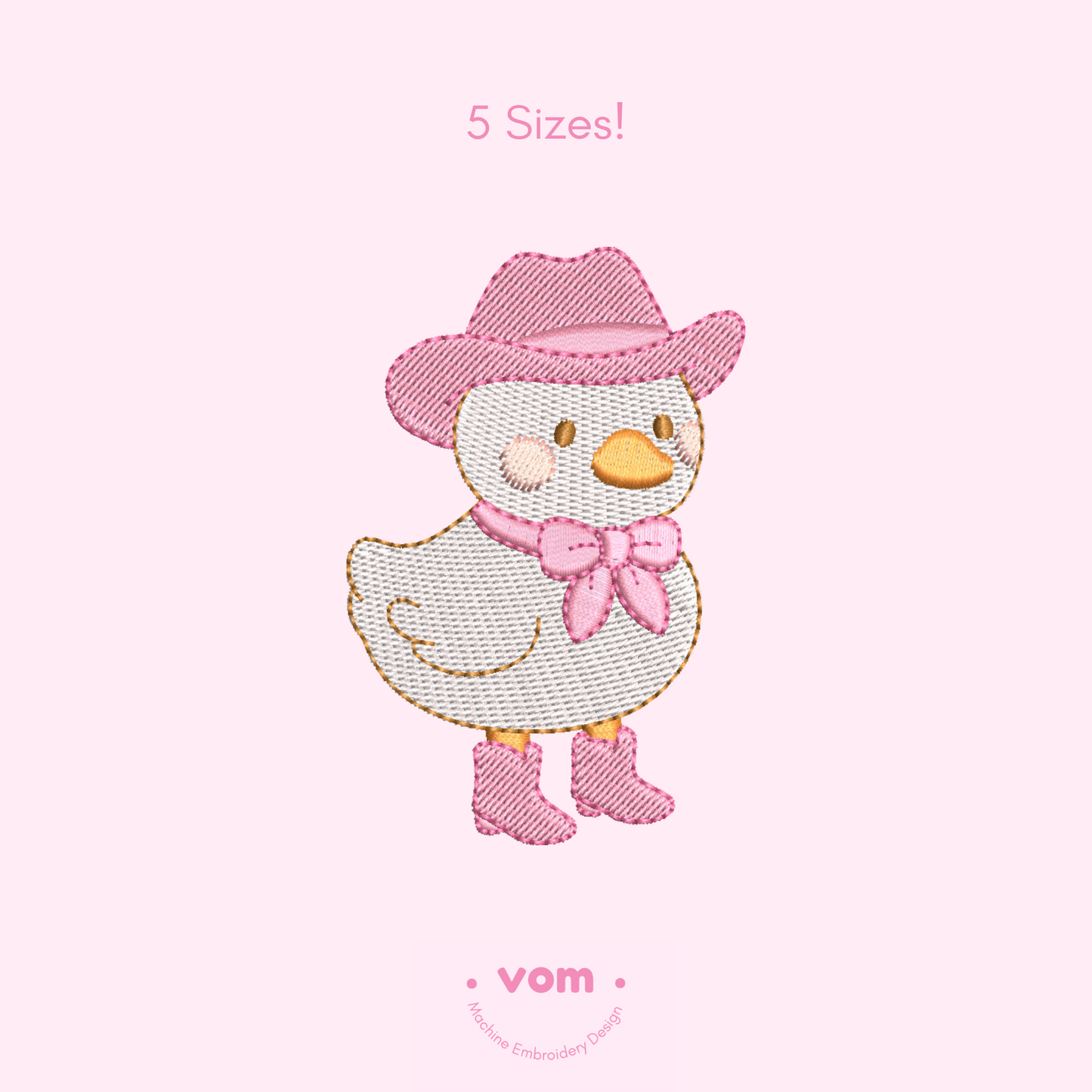 Cowgirl Duck Embroidery Design – Western Baby Farm Animal in Pink