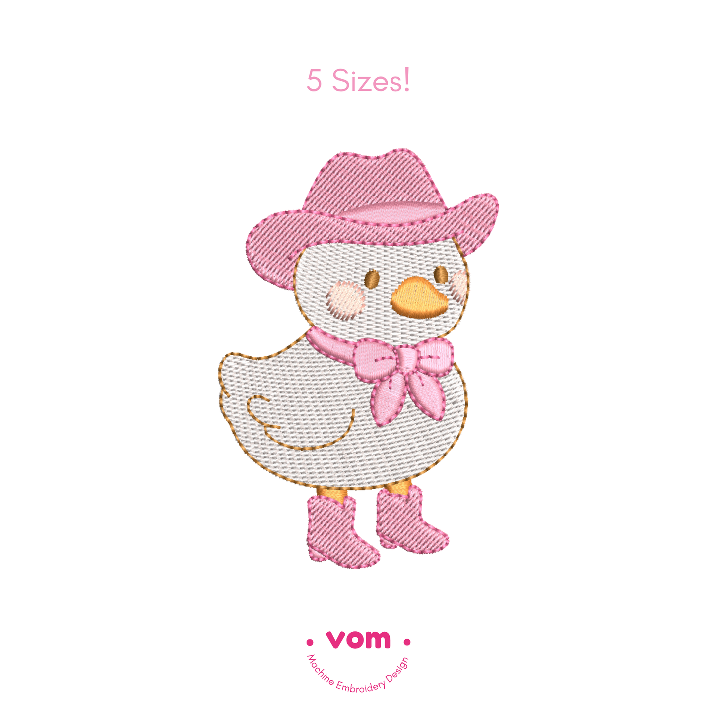 Cowgirl Duck Embroidery Design – Western Baby Farm Animal in Pink