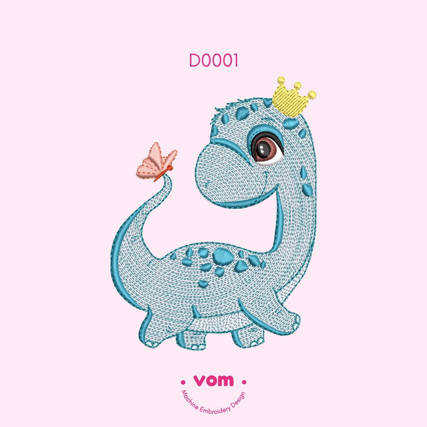Cute Baby Dinosaur Embroidery Pattern - Instant Download - Rippled Stitch Design for Nursery - Machine Embroidery Design - 5 sizes!