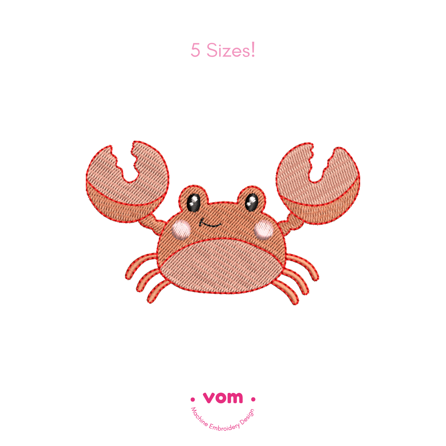 Cute Crab Embroidery Design | 5 Sizes Digital Download