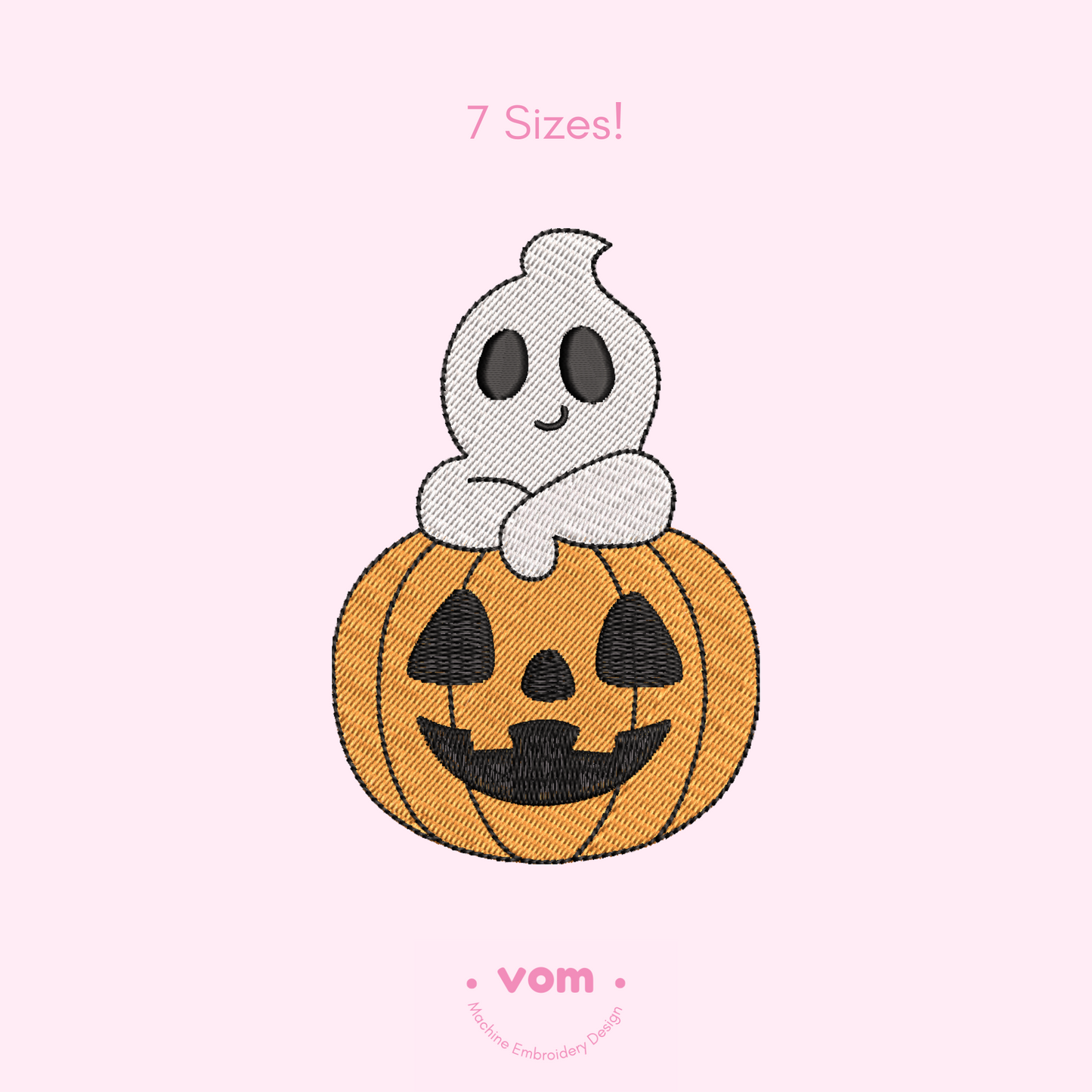 Cute Ghost and Pumpkin Embroidery Design - Digital Pattern - Halloween Fun - 6 Sizes