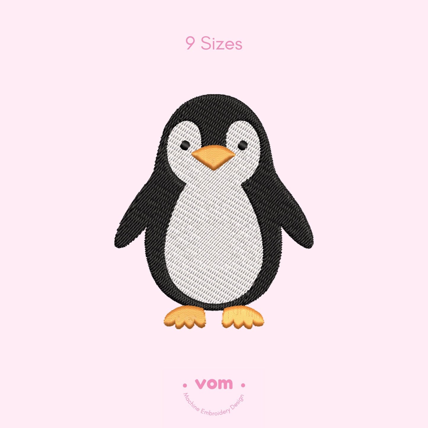 Cute Penguin Embroidery Design - Winter Animal Pattern for Kids - Embroidery Machine File - 9 Sizes