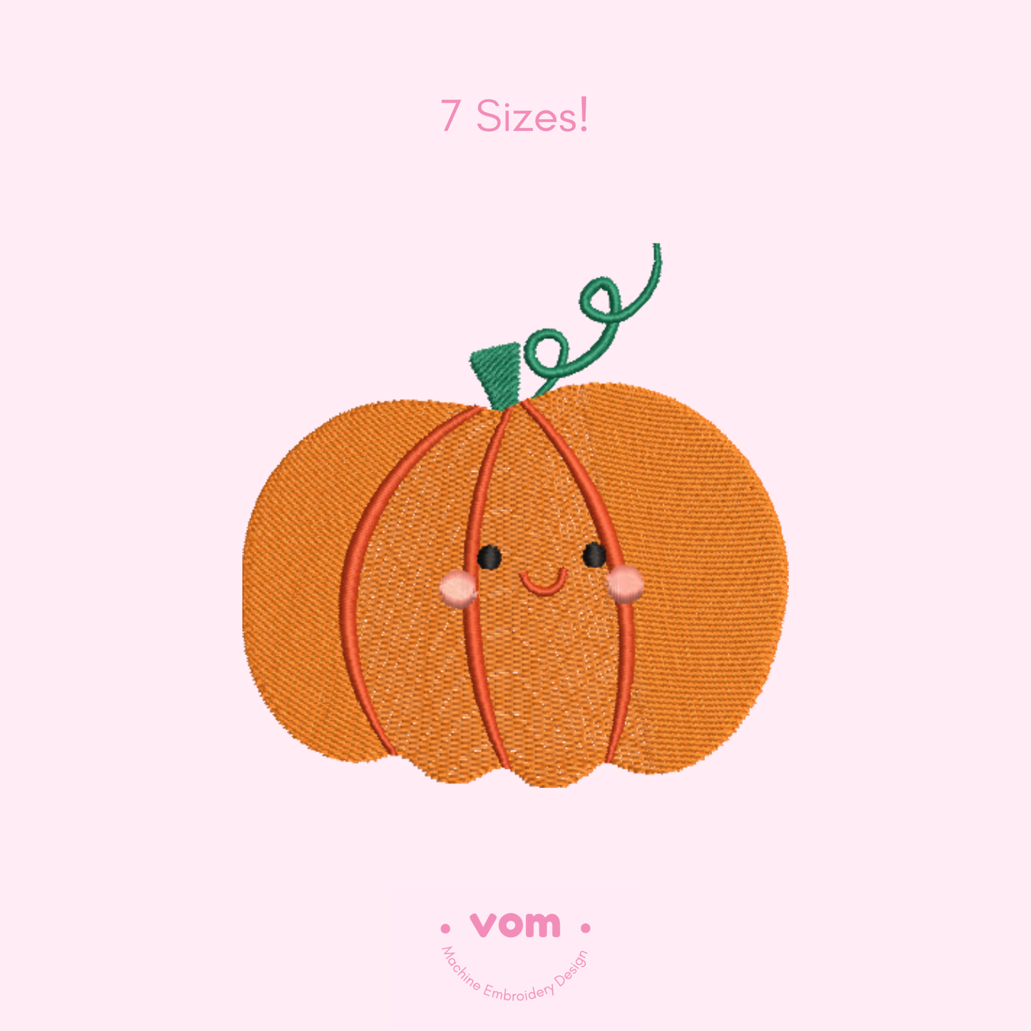 Cute Pumpkin Embroidery Design – Adorable Fall Pattern in 7 Sizes