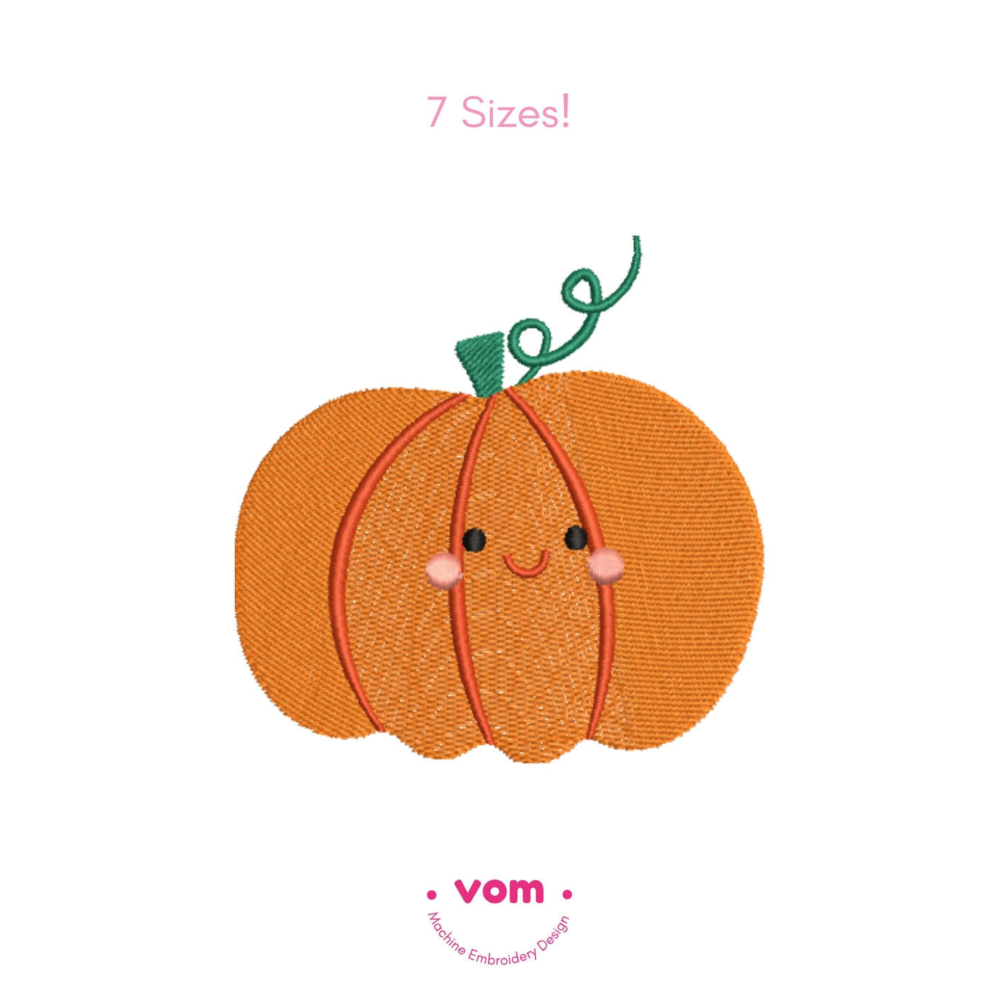 Cute Pumpkin Embroidery Design – Adorable Fall Pattern in 7 Sizes