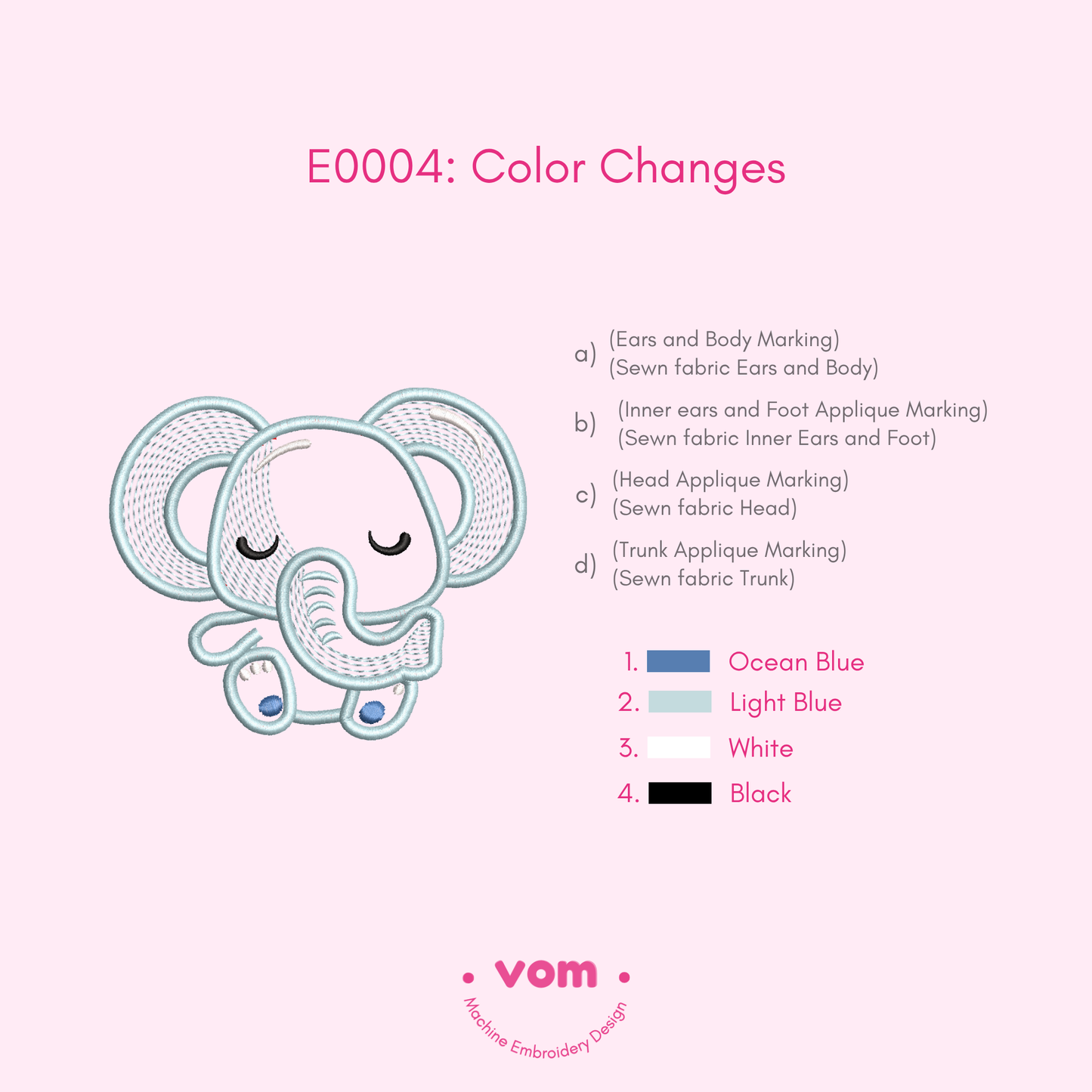 Sweet Dream Elephant – Baby Applique Embroidery Design - 7 Sizes