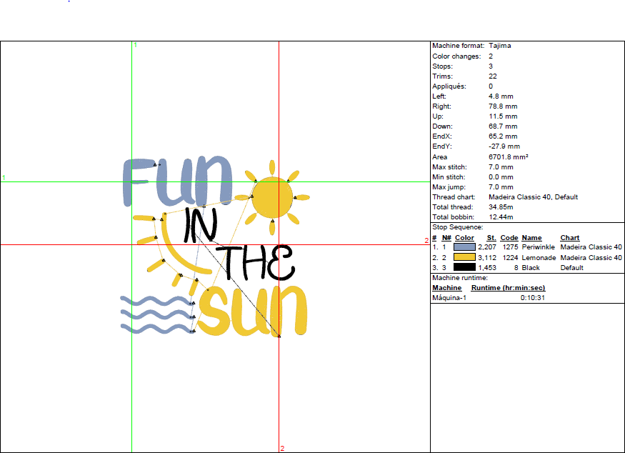 Fun in the Sun Embroidery Design – Summer Words in 5 Sizes