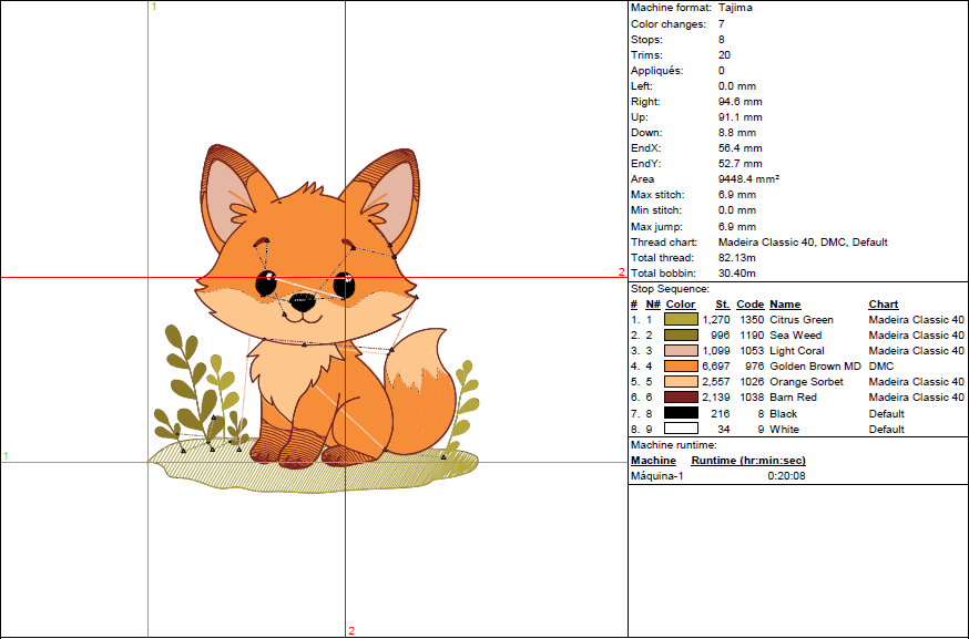 Cute Fox Embroidery Design - Baby Woodland Animal Pattern - 5 Sizes