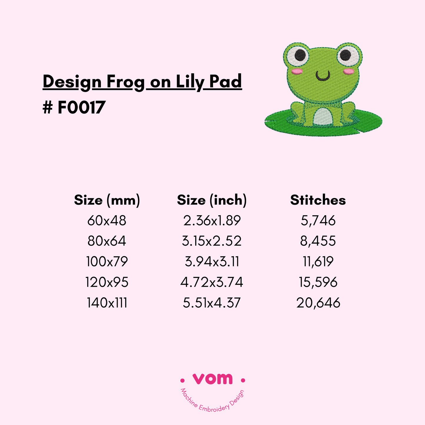 Frog on Lily Pad Embroidery Design - Cute Baby & Kids Digital Pattern - 5 Sizes
