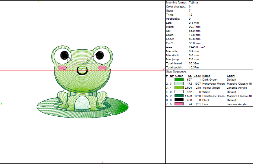Rippled Frog on Lily Pad Embroidery Design - 5 Sizes Digital Pattern