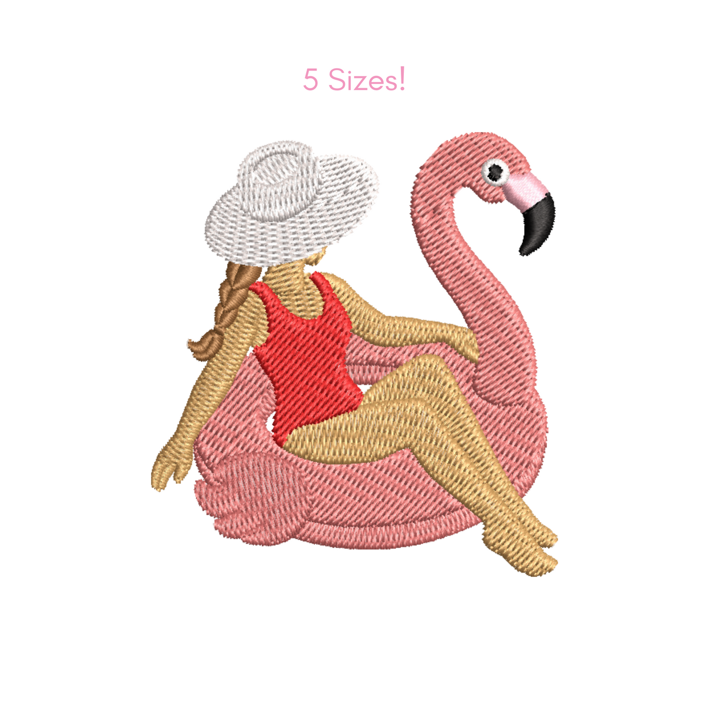 Flamingo Float Girl - Summer Embroidery