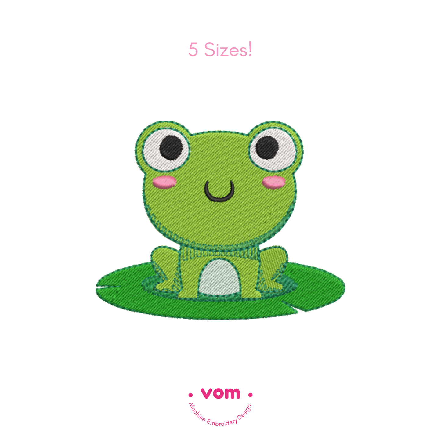 Frog on Lily Pad Embroidery Design – Cute Baby & Kids Digital Pattern (5 Sizes)