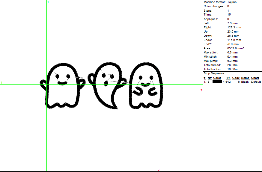 Halloween Three Ghost Embroidery Design - 7 Sizes