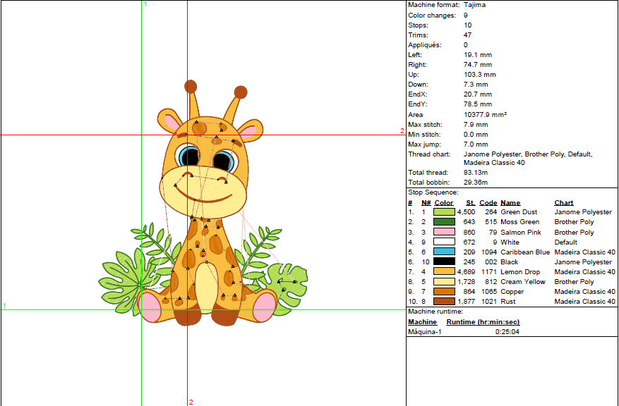 Cute Baby Giraffe Embroidery Design - Jungle Animal Pattern - 5 Sizes