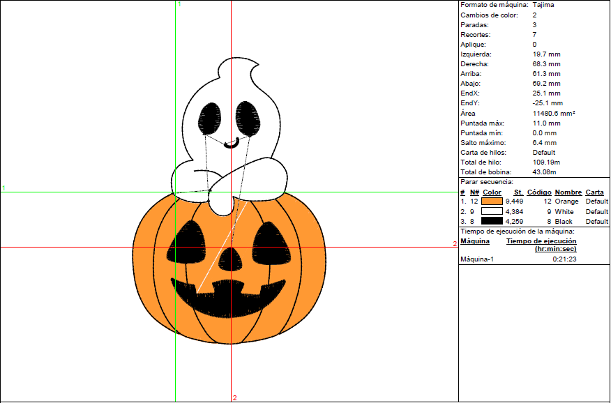Cute Ghost and Pumpkin Embroidery Design - Halloween Fun - 7 Sizes