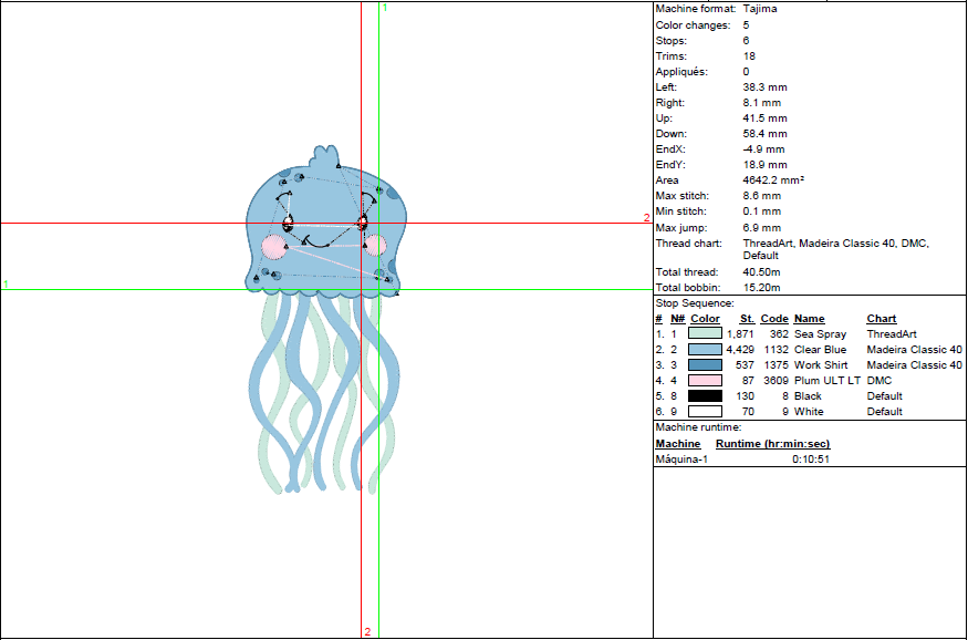 Cute Jellyfish Embroidery Design - 5 Sizes