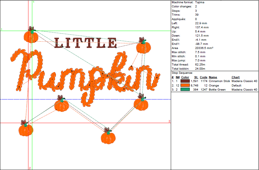 Little Pumpkin Embroidery Design – Fall Baby Quote with Cute Pumpkins (5 Sizes)
