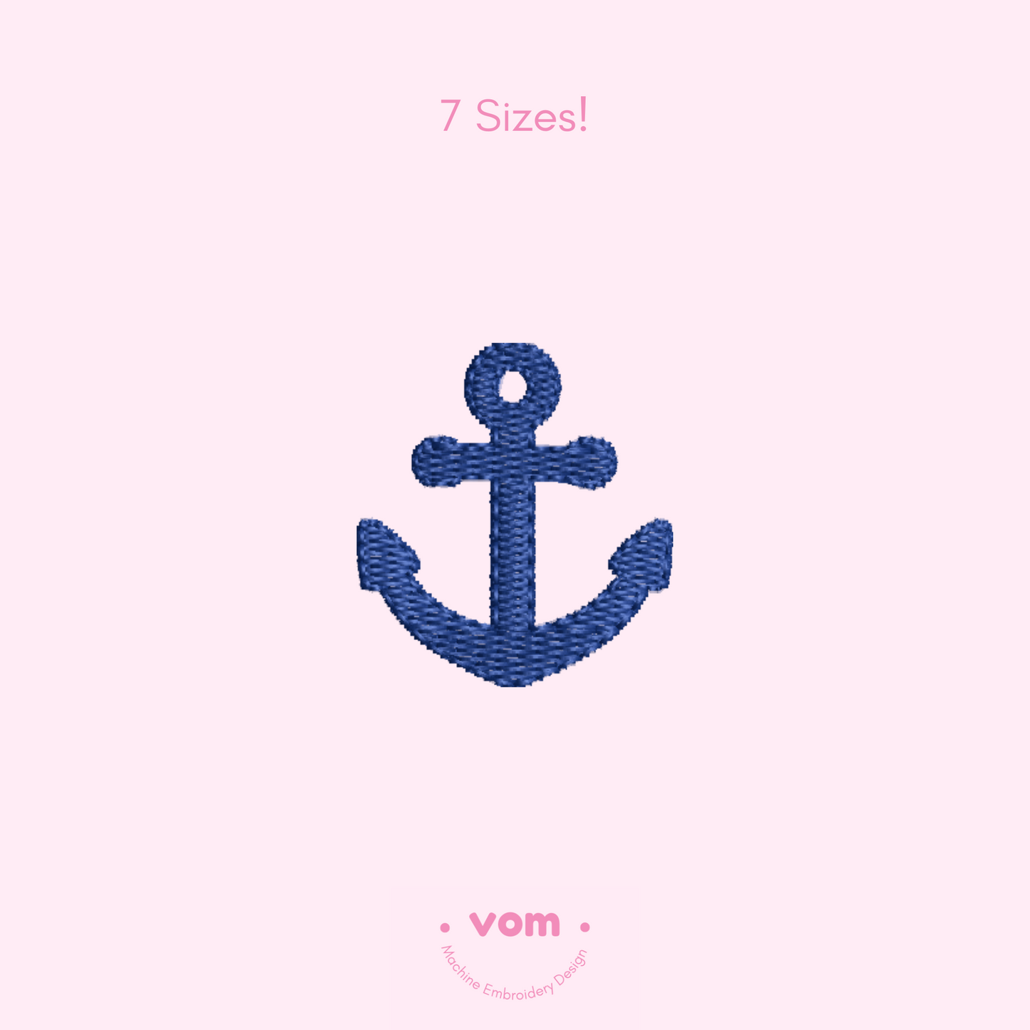 Mini Anchor Embroidery File – Simple Nautical Machine Embroidery Design – 7 Sizes – Instant Download