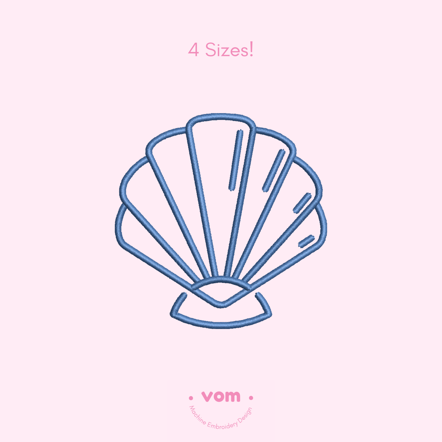 Minimal Shell Embroidery Design - Simple Seashell Outline - 4 Sizes