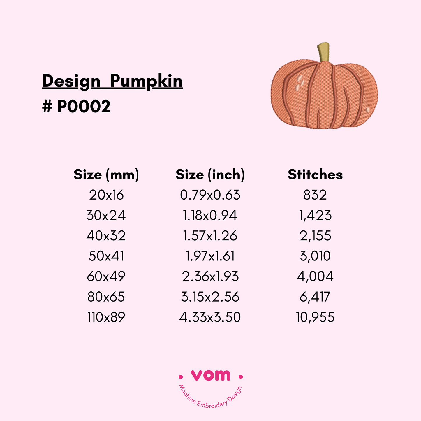 Pumpkin Embroidery Design – Fall & Halloween Machine Pattern (7 Sizes)