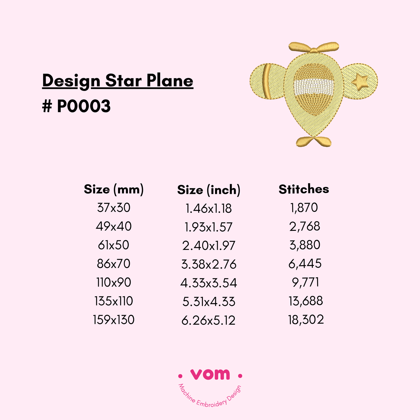 Cute Star Plane Embroidery Design - 7 Sizes