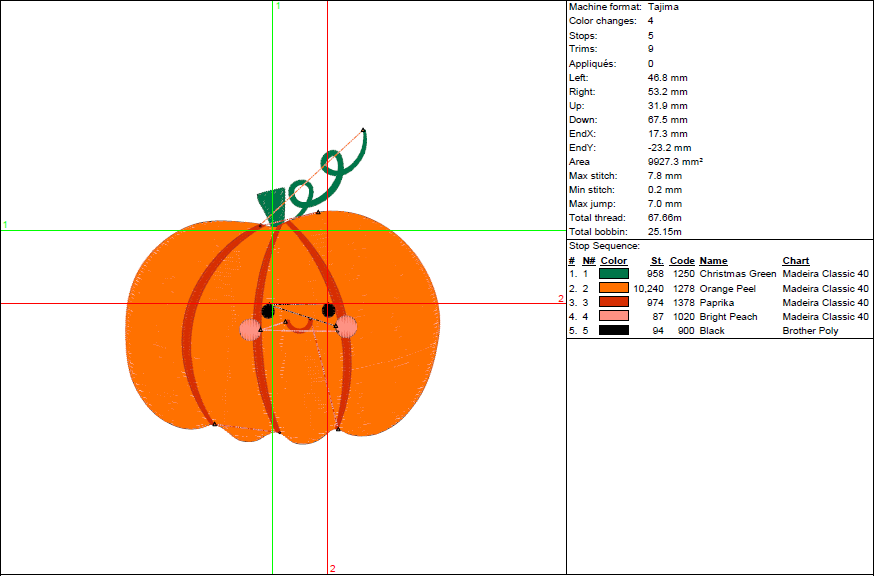 Cute Pumpkin Embroidery Design – Adorable Fall Pattern in 7 Sizes