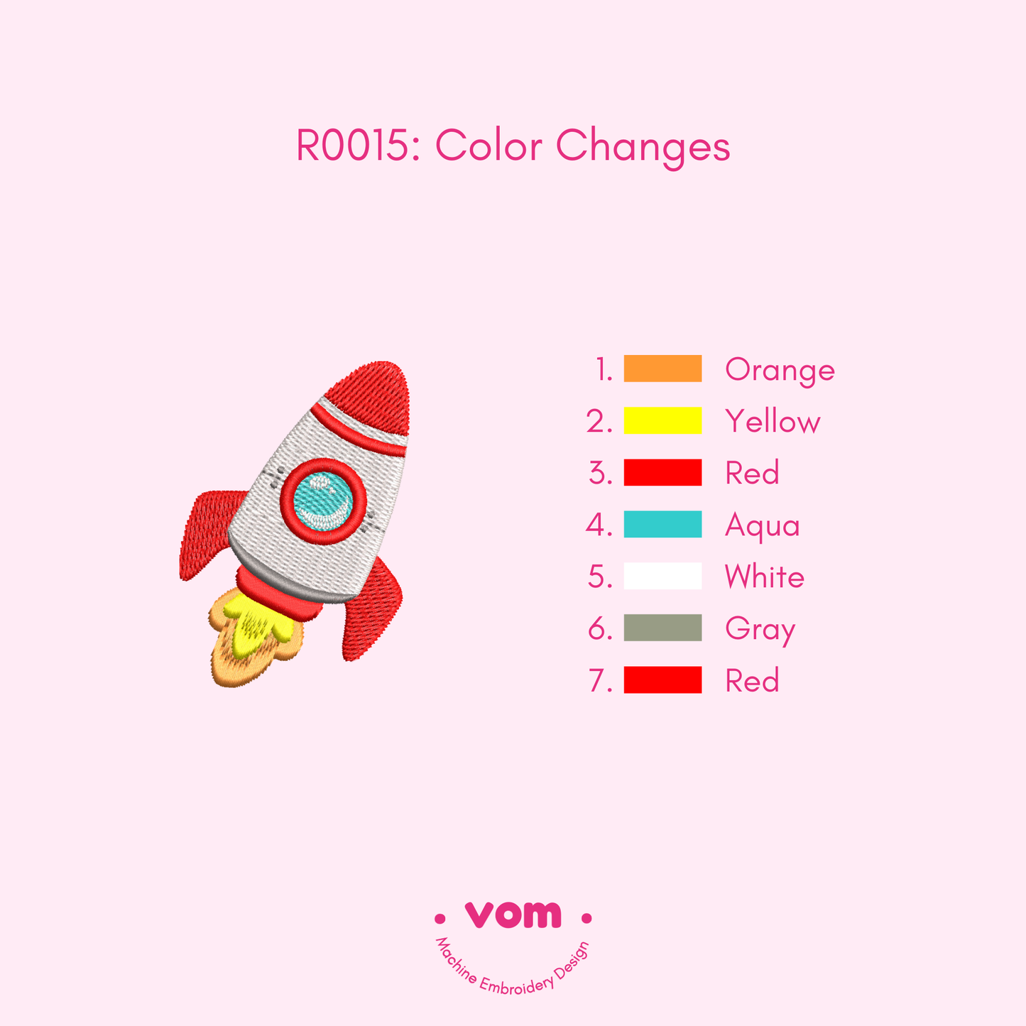 Rocket Machine Embroidery Design – Cute Space Pattern in 9 Sizes