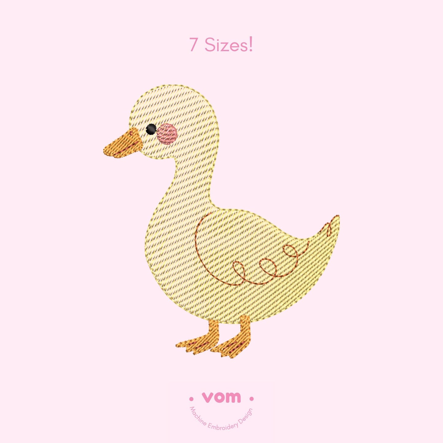 Rippled Duck Embroidery Design – Cute Farm Animal Pattern - Digital File for Machine Embroidery - 7 Sizes