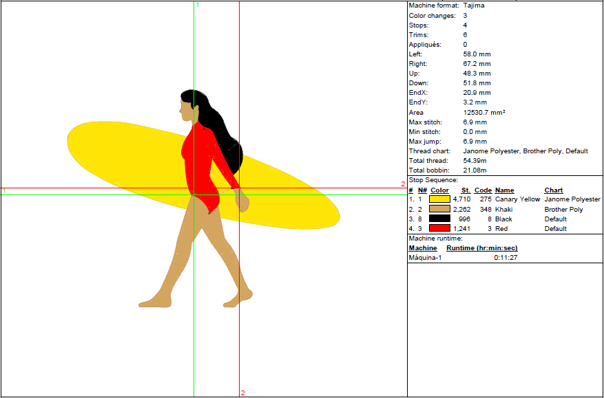 Surfer Girl Embroidery Design - Beach Summer Vibes File - 5 Sizes