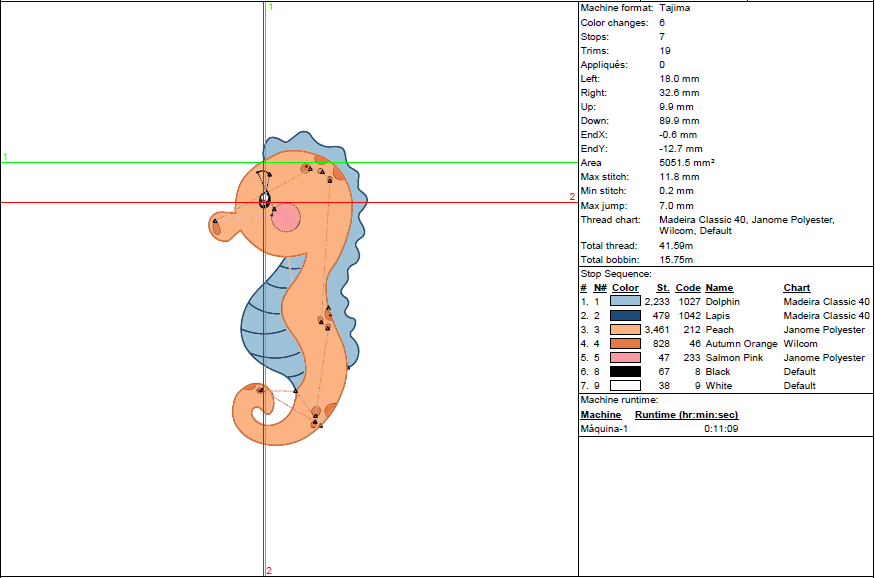 Seahorse Embroidery Design – Cute Ocean Animal in 5 Sizes
