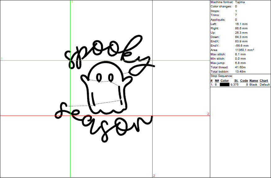Spooky Season Ghost Embroidery Design - Cute Halloween Machine Pattern