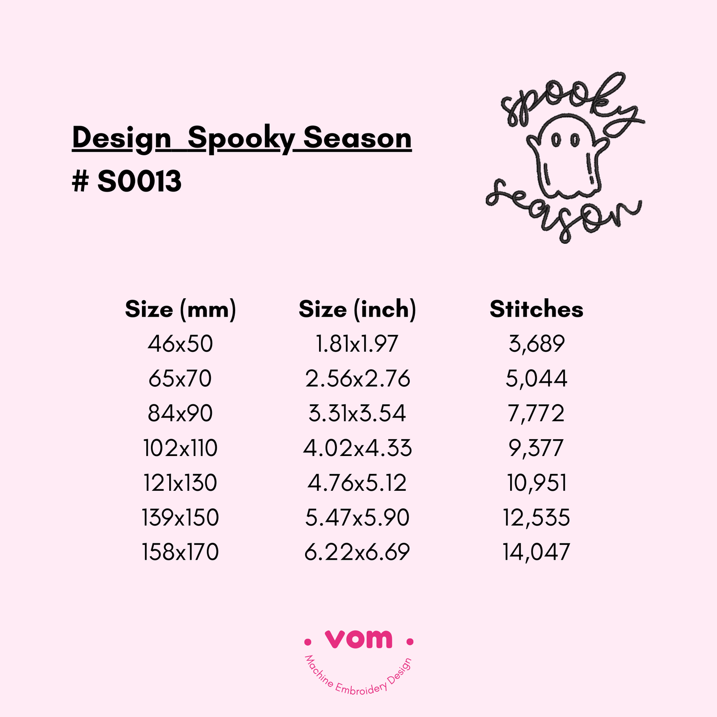 Spooky Season Ghost Embroidery Design - Cute Halloween Machine Pattern