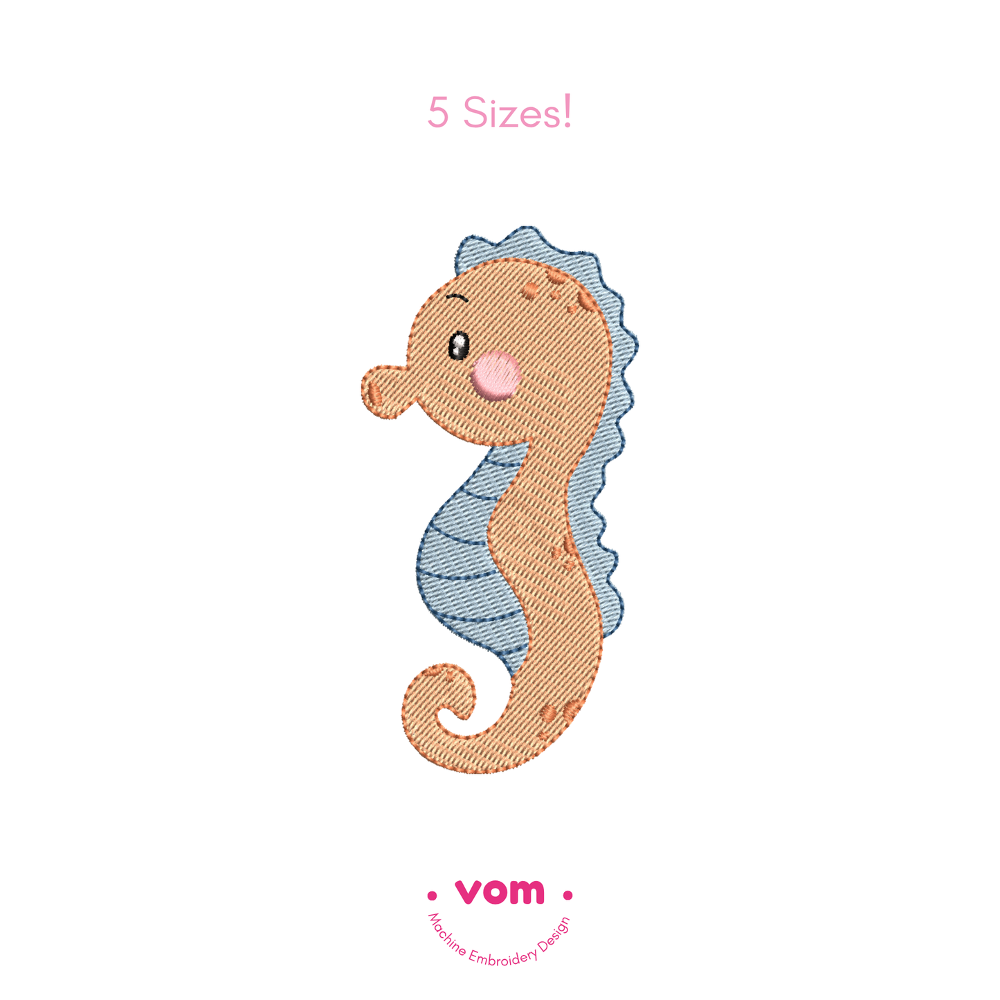 Seahorse Embroidery Design – Cute Ocean Animal in 5 Sizes