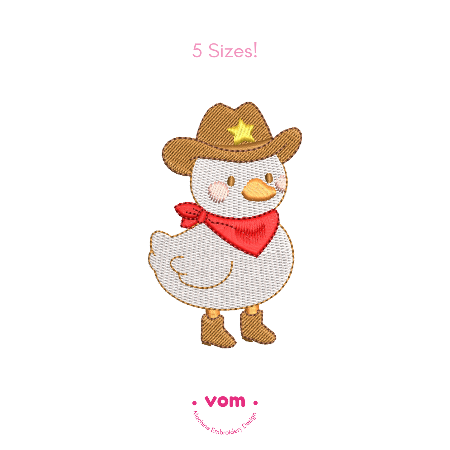 Sheriff Duck Embroidery Design – Cute Western Duck with Cowboy Hat & Star Badge