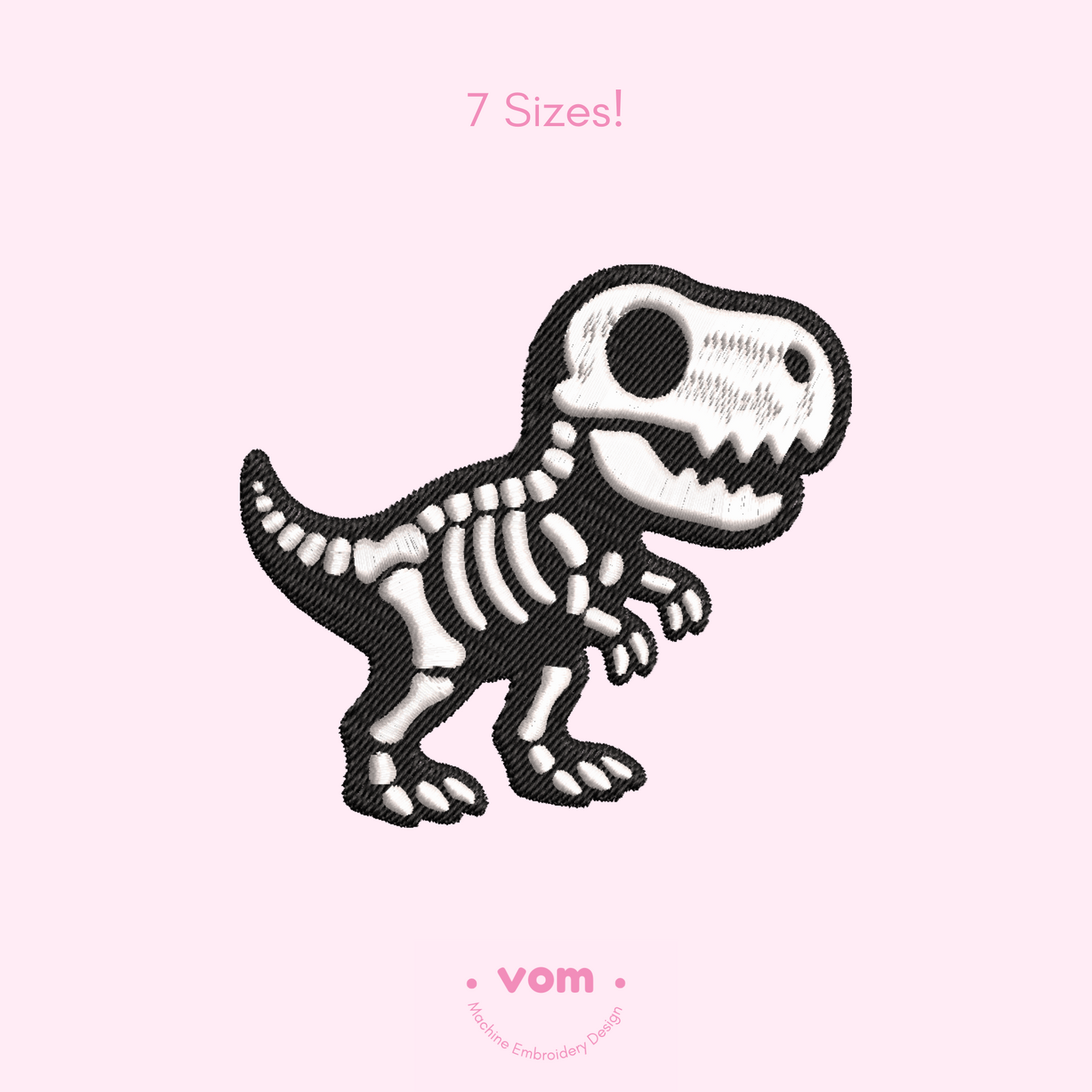 Skeleton T-Rex Embroidery Design - Dinosaur - 7 Sizes