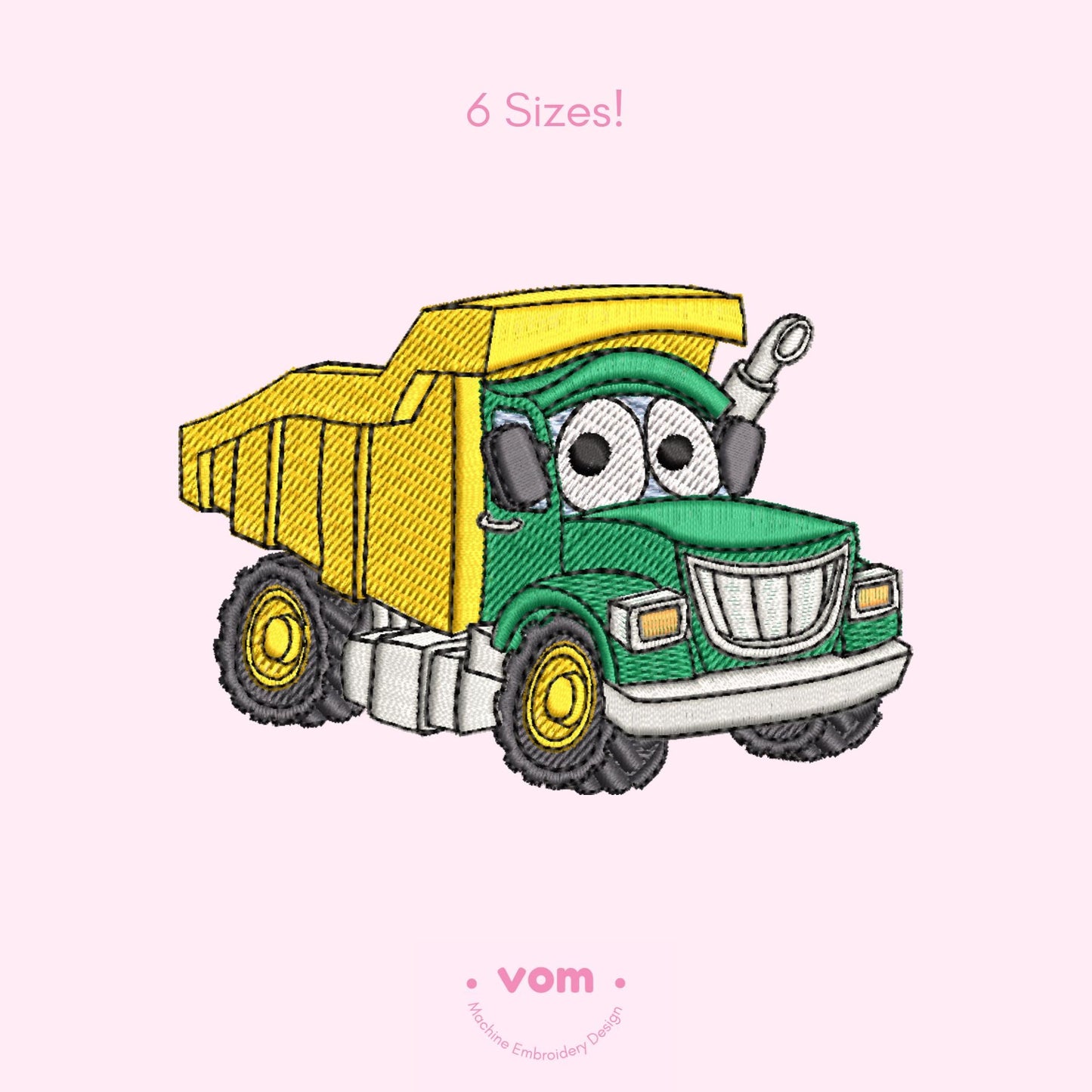 Smiling Dump Truck Embroidery Design - 6 Sizes